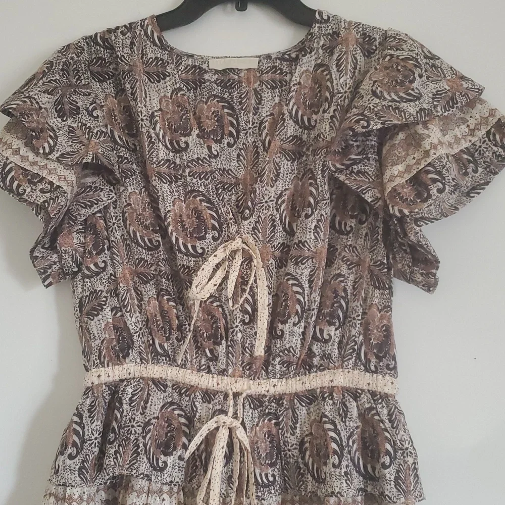 NWOT ULLA JOHNSON KAITLYN FLUTTER SLEEVE DRAWSTRING MINI DRESS IN YARROW - Picture 6 of 14